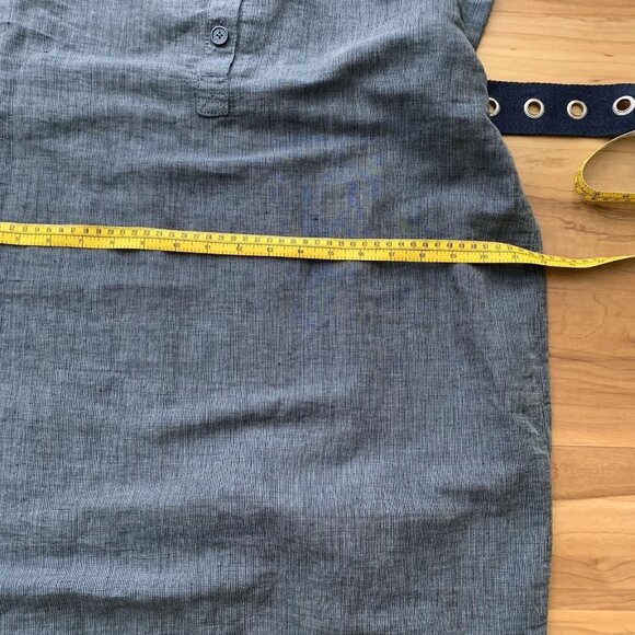 Michael Kors Button Roll Tab Sleeve Shirtdress Blue Size 12 Linen Blend NWT - Picture 5 of 14